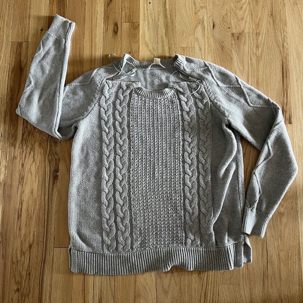 Michael Kors Gray Cable Knit Sweater Women's Small NWOT Classic Fall Layer
